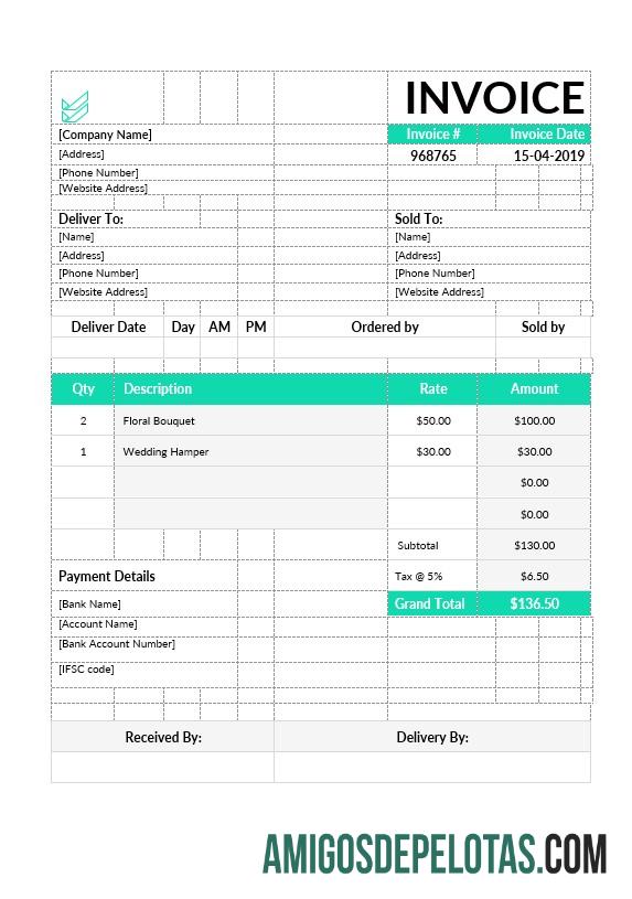 realista Modelo de fatura de floricultura